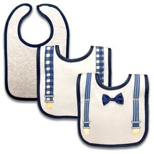 Modern Baby‎ 3 Pack Bibs With Bowtie & Suspenders Design